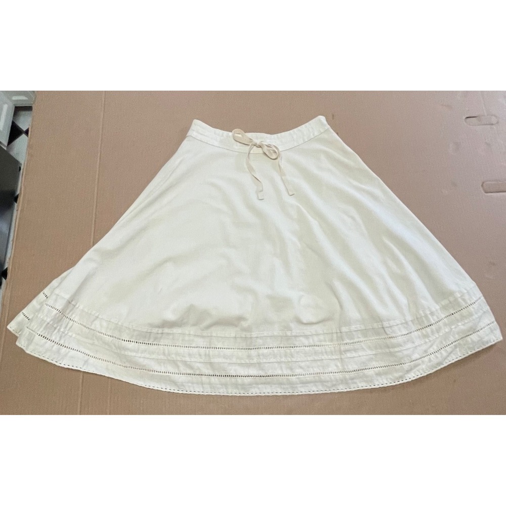 Vintage Banana Republic Women's Sz 2 Drawstring Knee Length Eyelet Trim Skirt - Picture 10 of 16